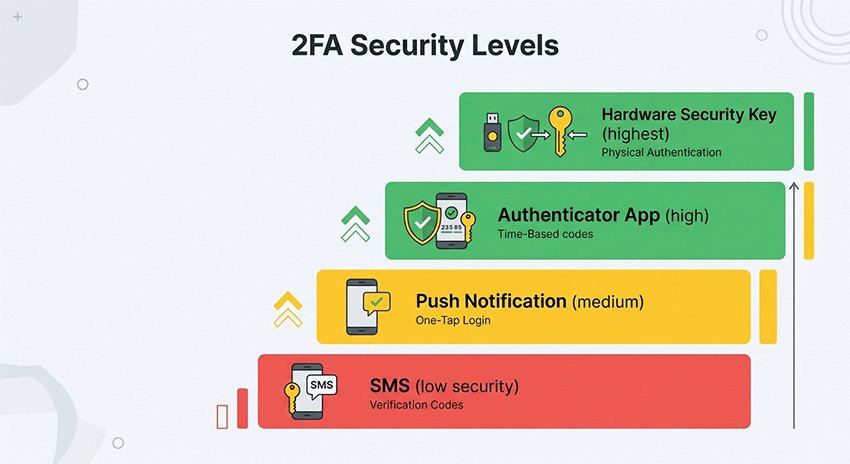 2fa methods comparison sms vs authenticator vs hardware security key