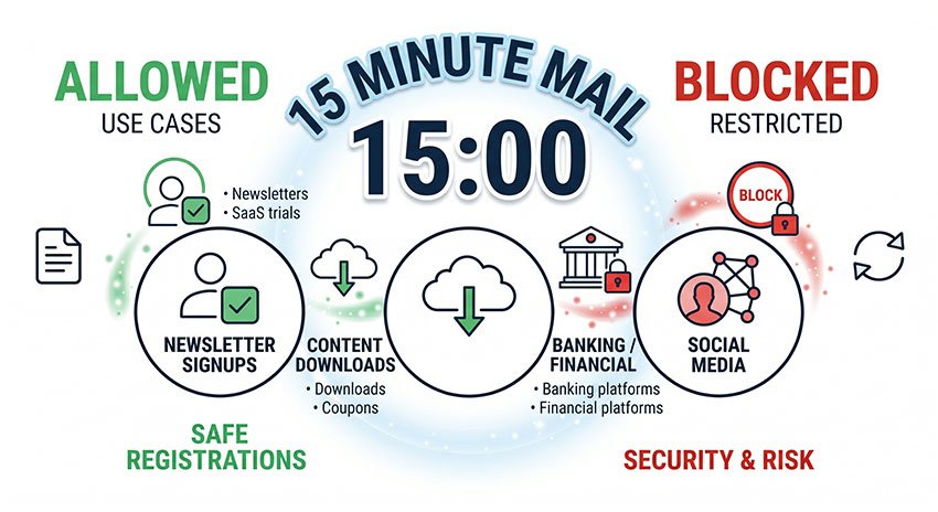 websites that accept or block disposable email services like 15 Minute Mail)