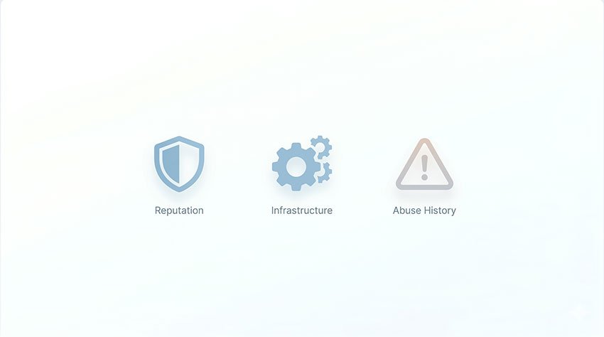 Factors affecting temporary email domain trust such as reputation and abuse signals