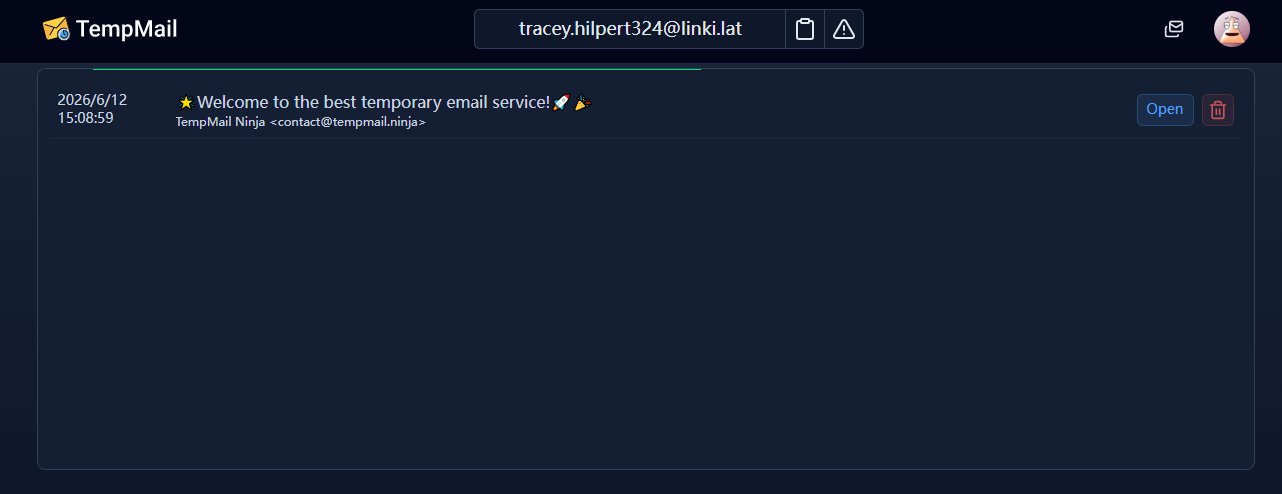 temp mail.ninja​ homepage