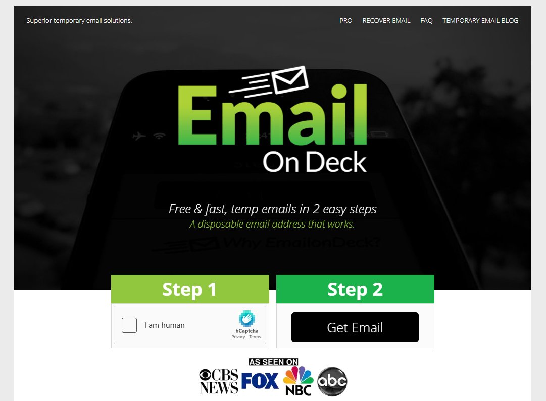 Página de inicio de EmailOnDeck
