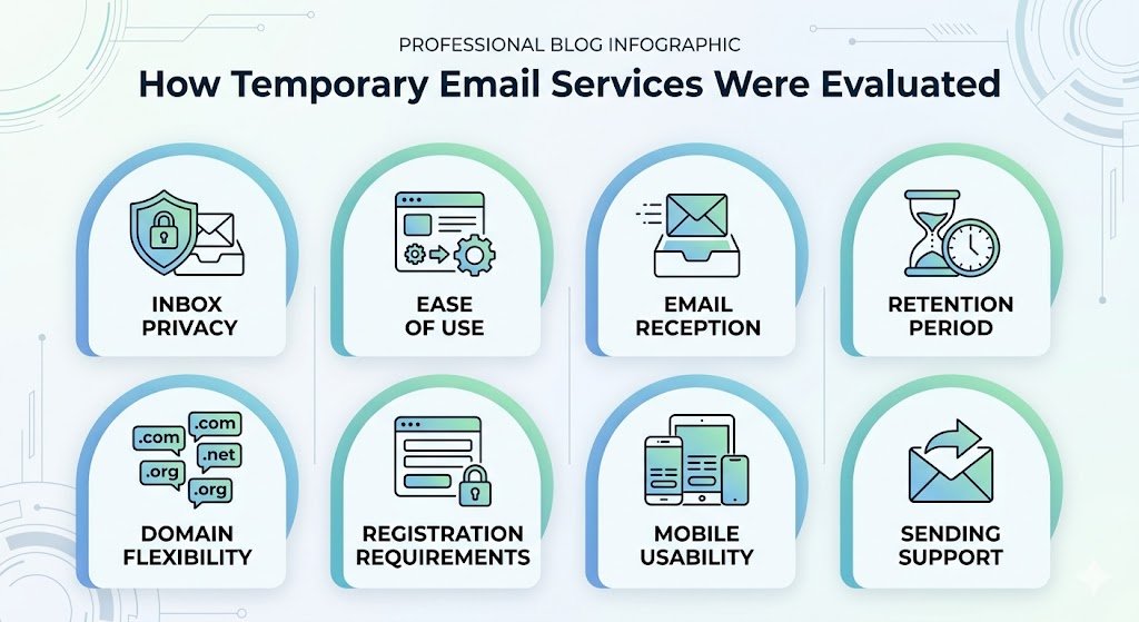 Temporary email evaluation criteria for Mailinator alternatives